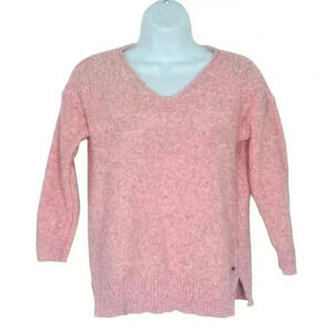 Eddie Bauer women's sweater size XS pink cotton pullover v-neck 3/4 sleeve